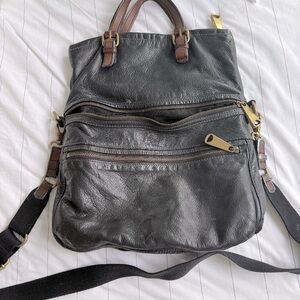 FOSSIL Tote Explorer Black Leather Crossbody Handbag